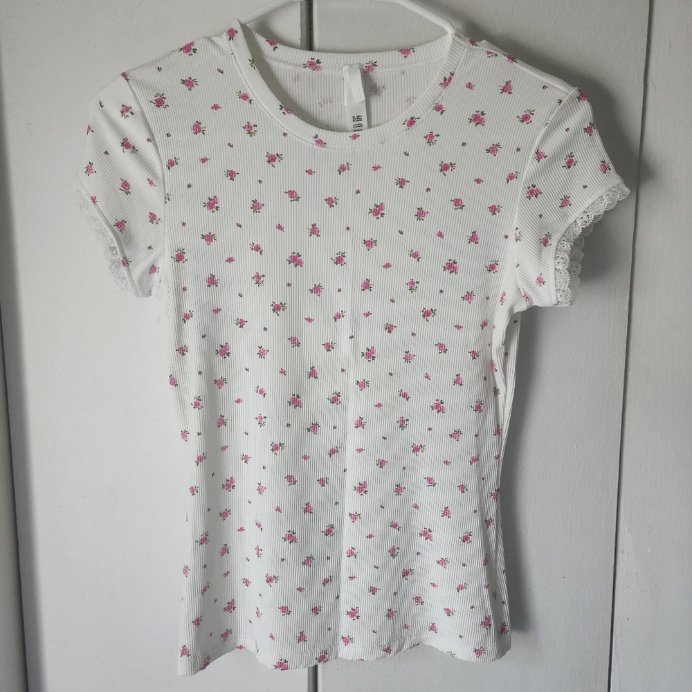 Skims Soft Lounge Lace Rose Tee
